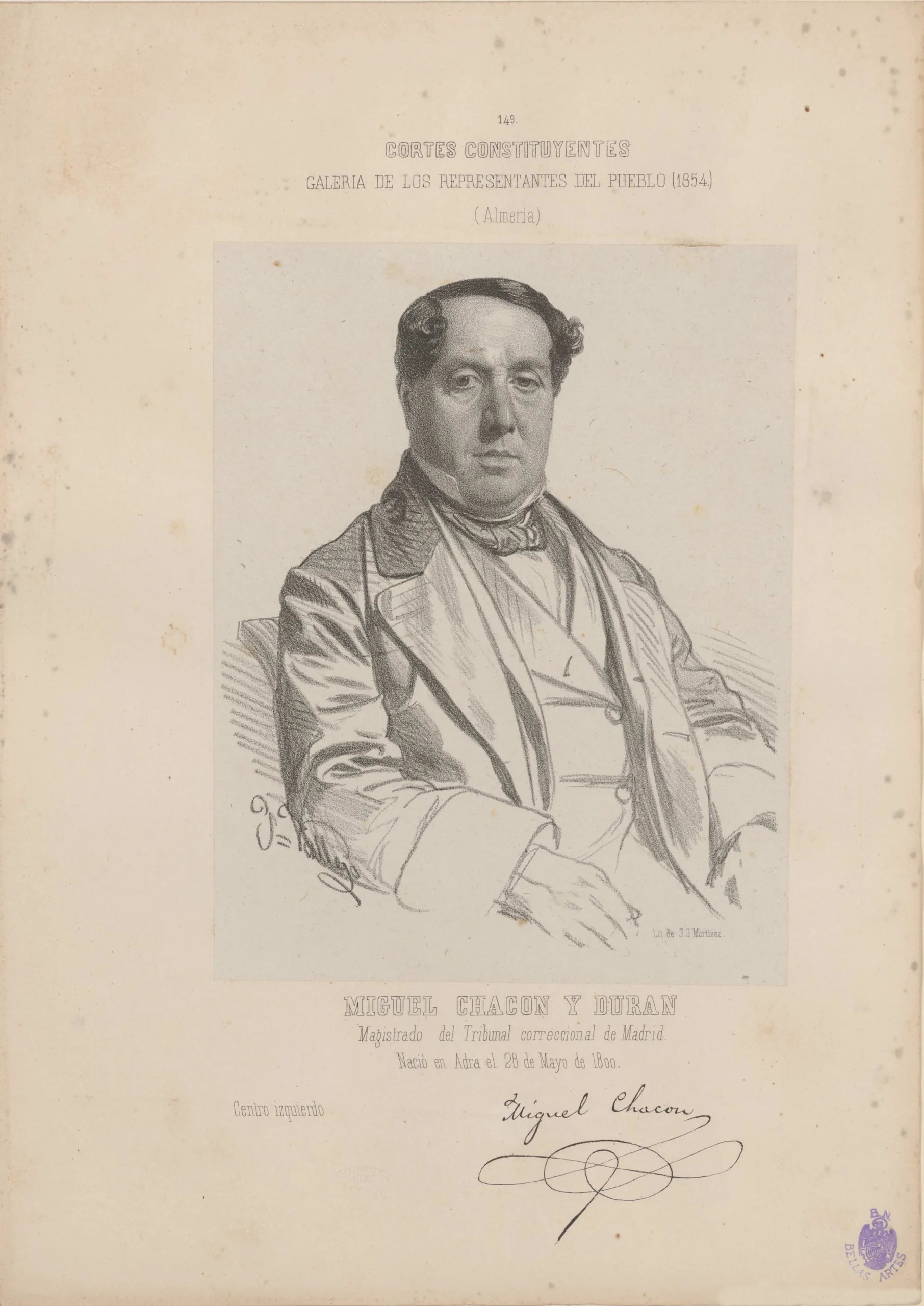 Porträt von Miguel Chacón y Durán (1798–1878) – Gedenkseite