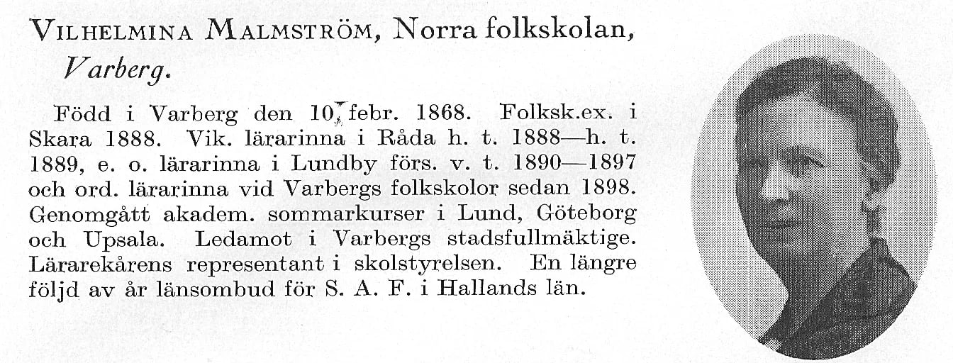 Porträt von Wilhelmina Malmström (1868–1934) – Gedenkseite