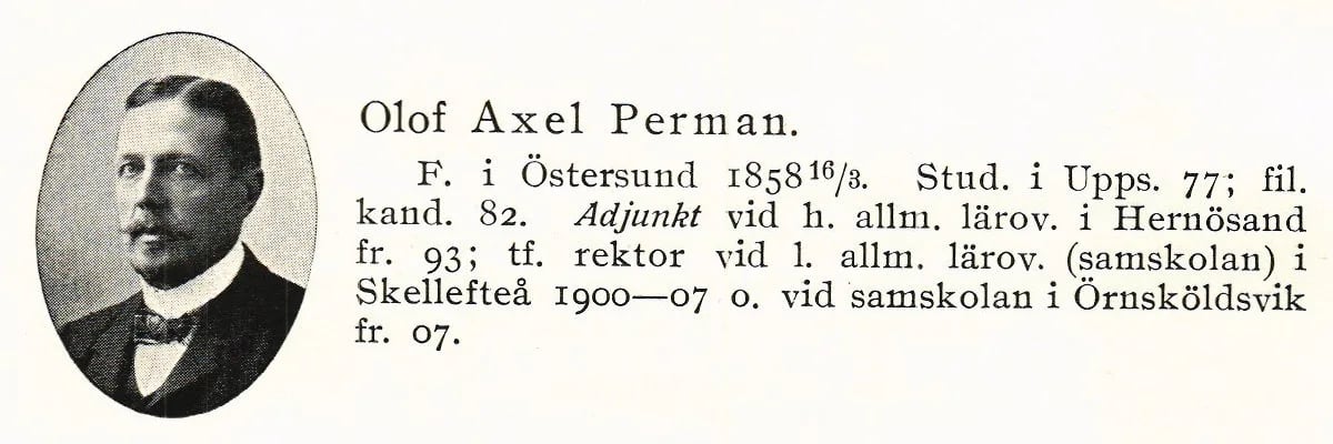 Porträt von Axel Perman (1858–1926) – Gedenkseite
