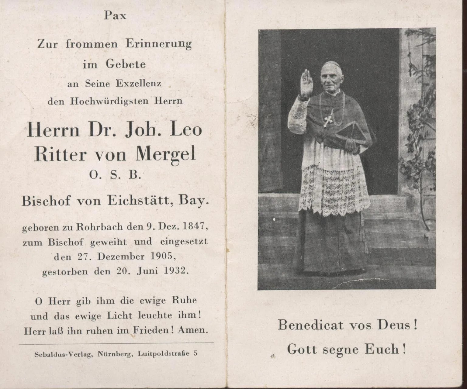 Porträt von Johannes Leo von Mergel (1847–1932) – Gedenkseite