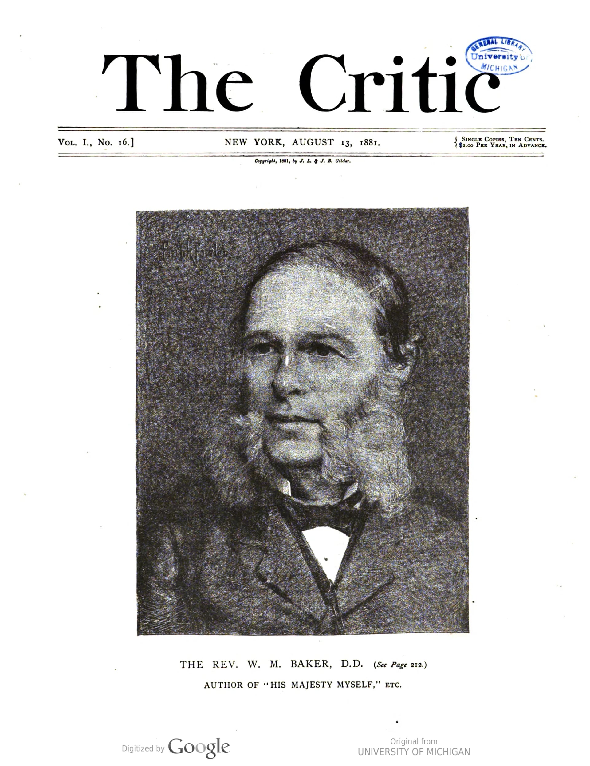 Portrait of William Mumford Baker (1825–1883) – memorial page