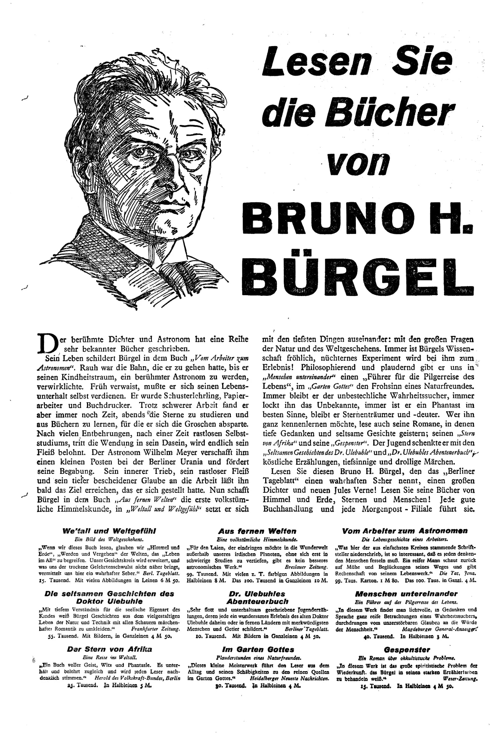 Porträt von Bruno H. Bürgel (1875–1948) – Gedenkseite