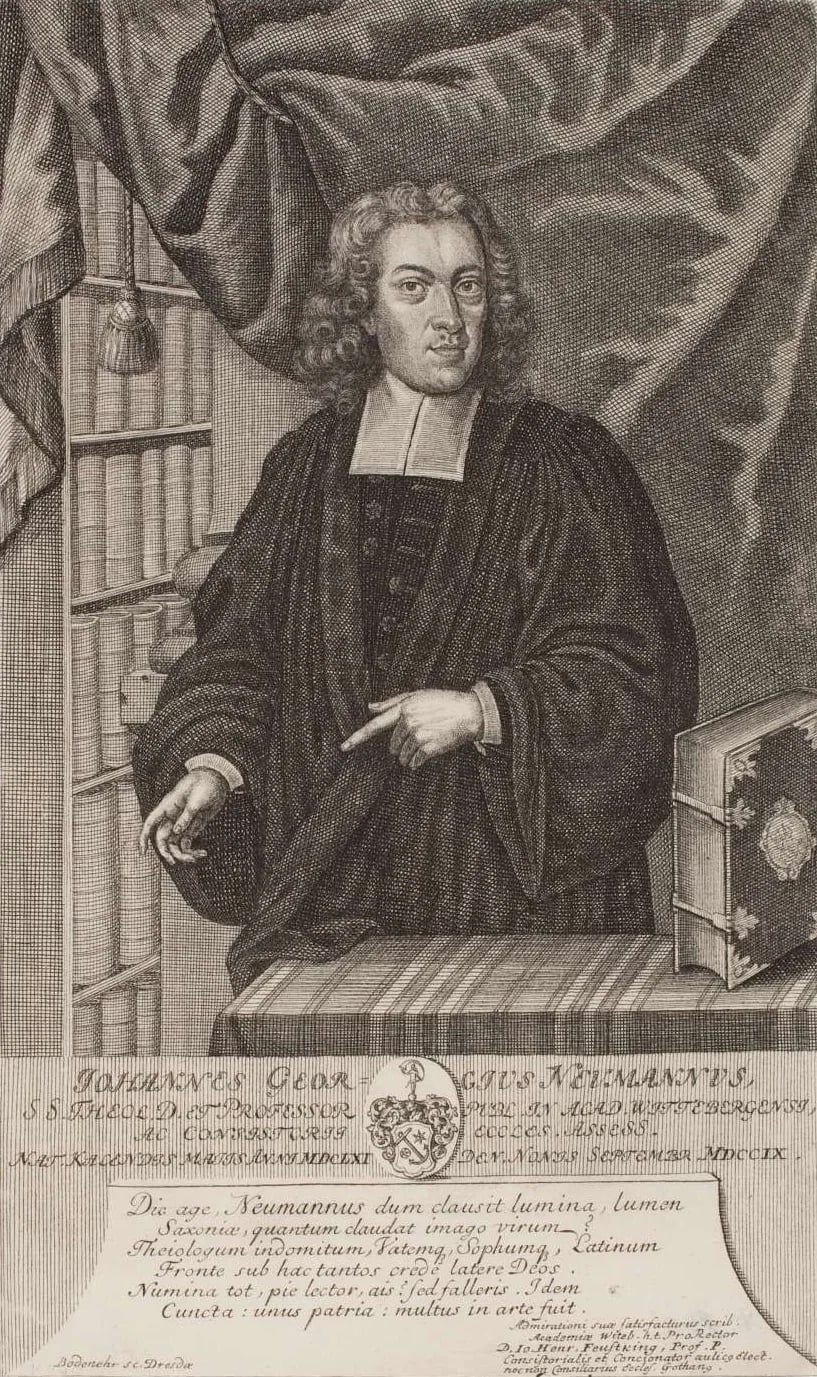 Porträt von Johann Georg Neumann (1661–1709) – Gedenkseite