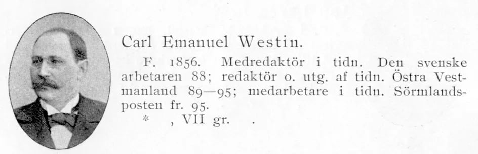 Porträt von Carl Emanuel Westin (1856–1922) – Gedenkseite