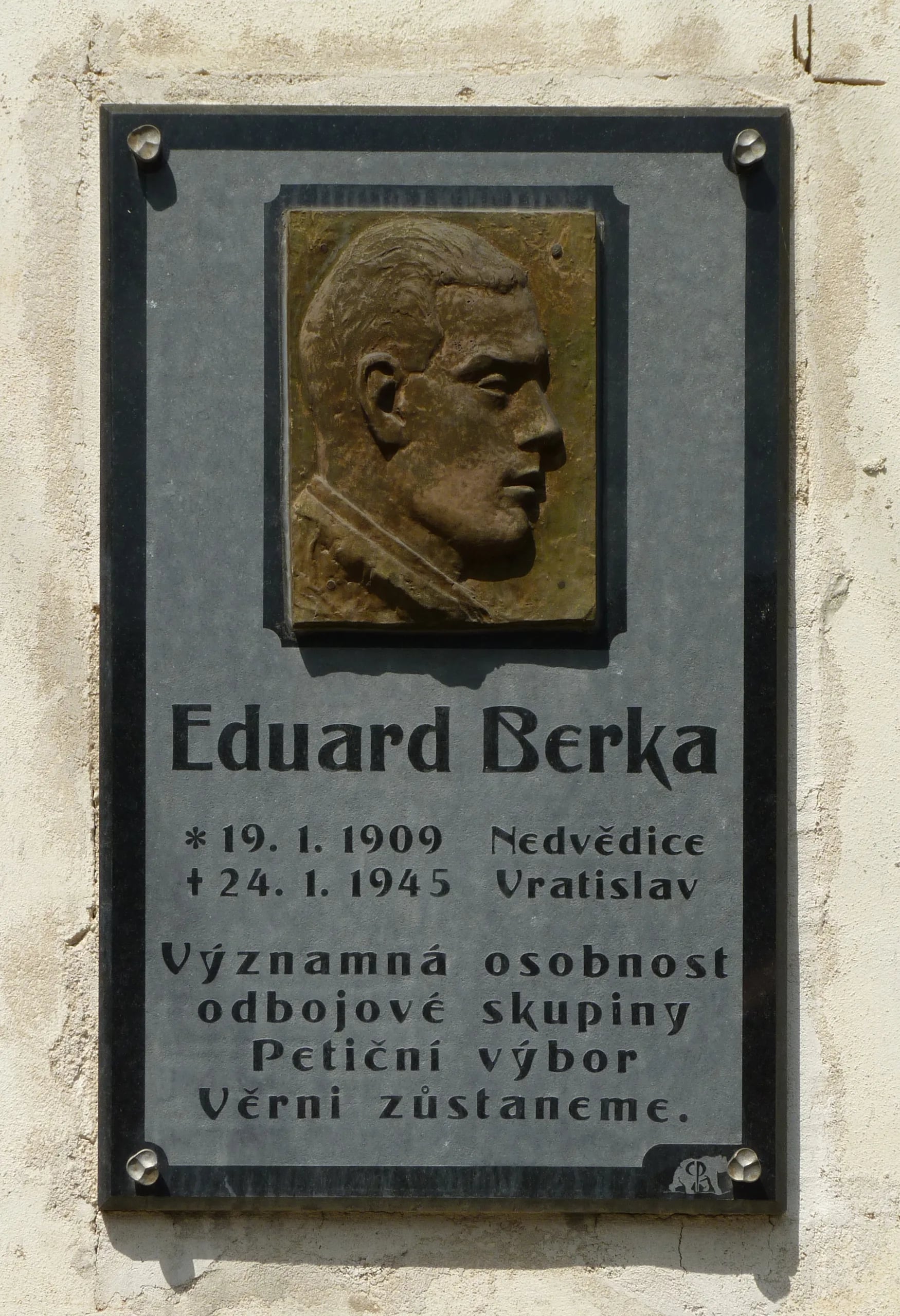 Porträt von Eduard Berka (1909–1945) – Gedenkseite