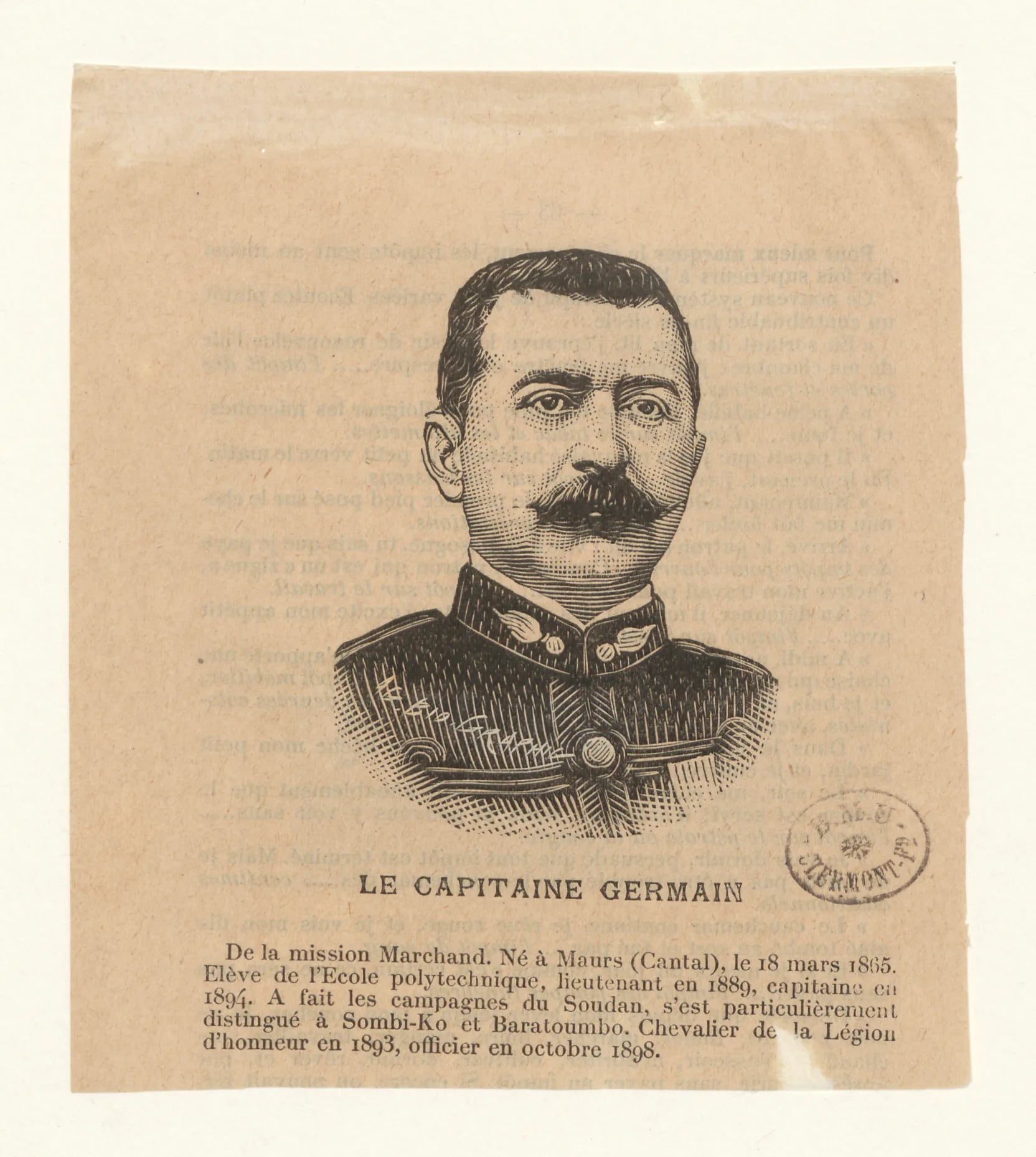 Porträt von Joseph Marcel Germain (1865–1906) – Gedenkseite