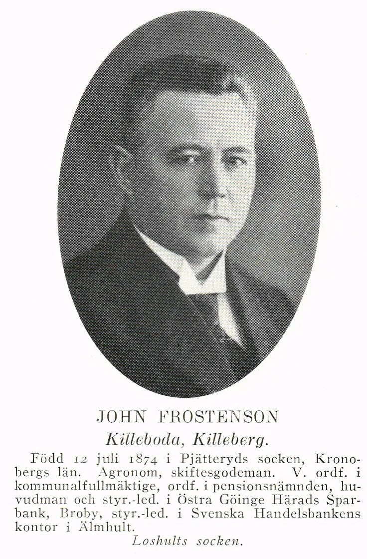 Porträt von John Frostensson (1874–1960) – Gedenkseite