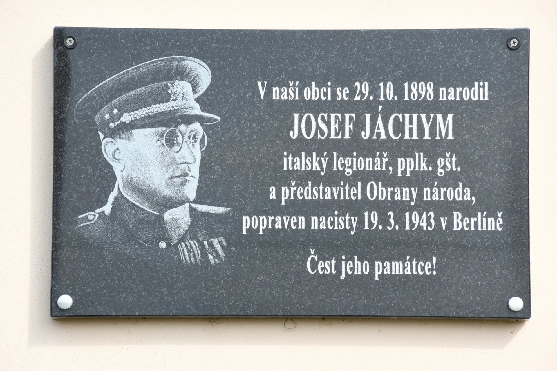 Porträt von Josef Jáchym (1898–1943) – Gedenkseite