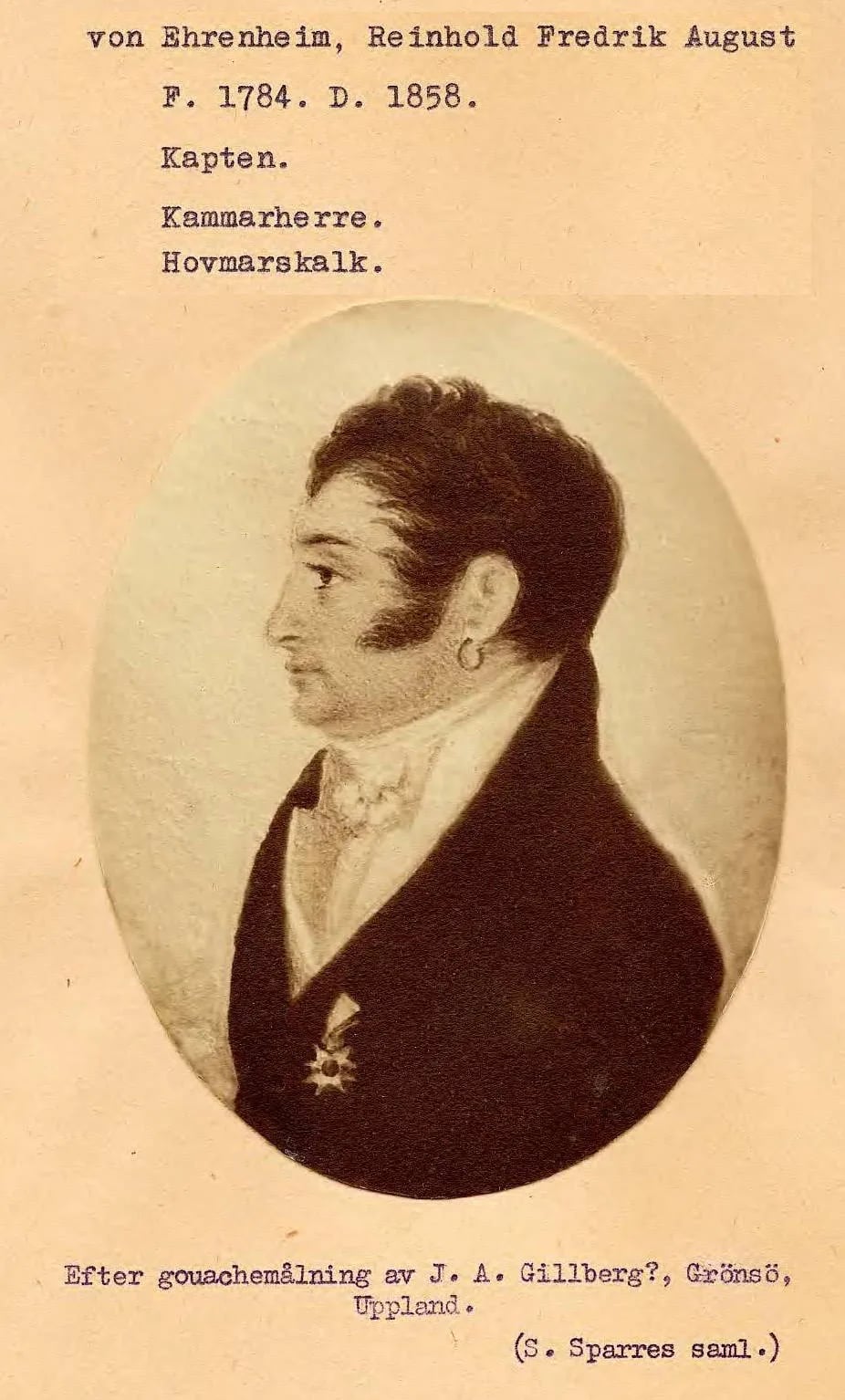 Portrait of Reinhold Fredrik August von Ehrenheim (1784–1858) – memorial page
