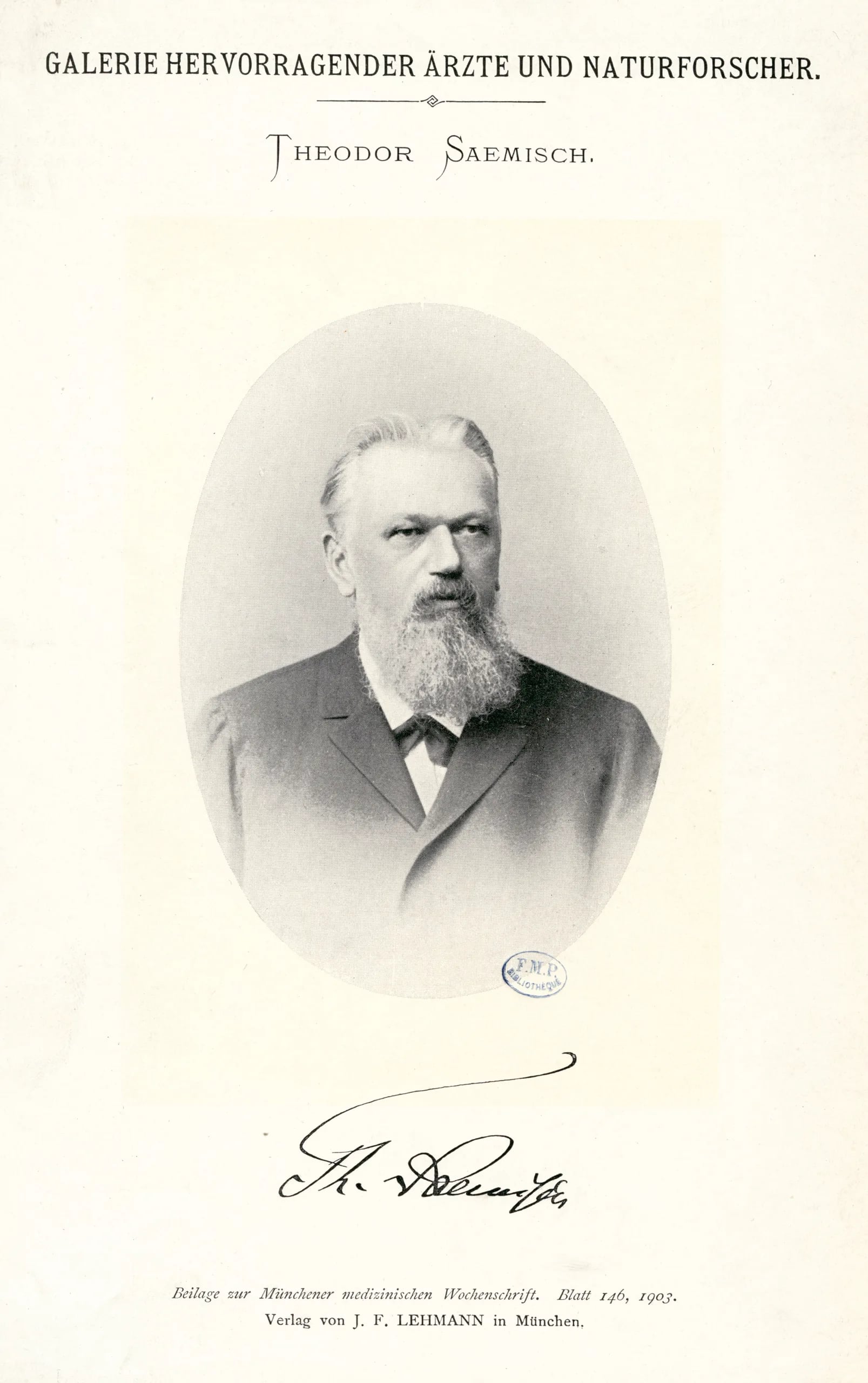 Porträt von Theodor Saemisch (1833–1909) – Gedenkseite