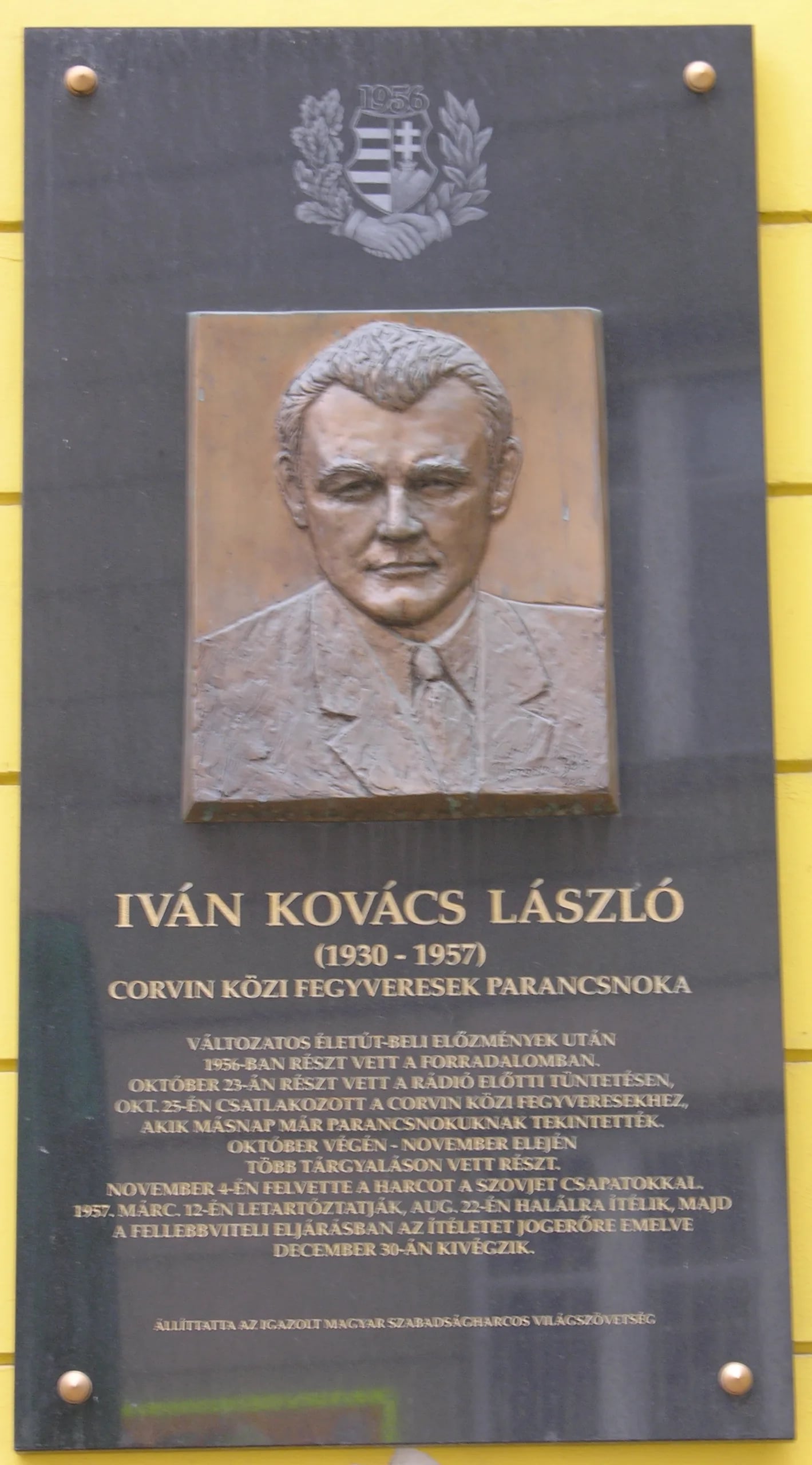 Porträt von László Iván Kovács (1930–1957) – Gedenkseite
