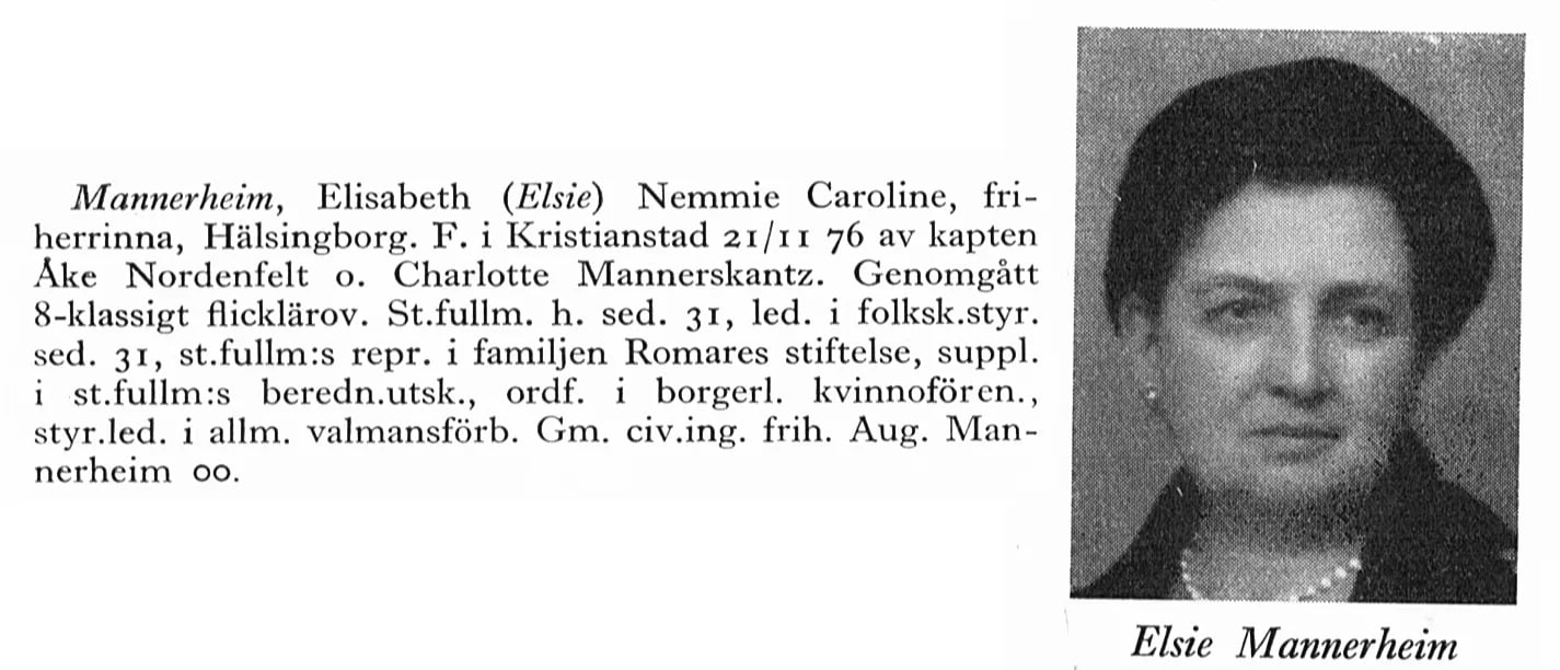 Porträt von Elsie Mannerheim (1876–1958) – Gedenkseite