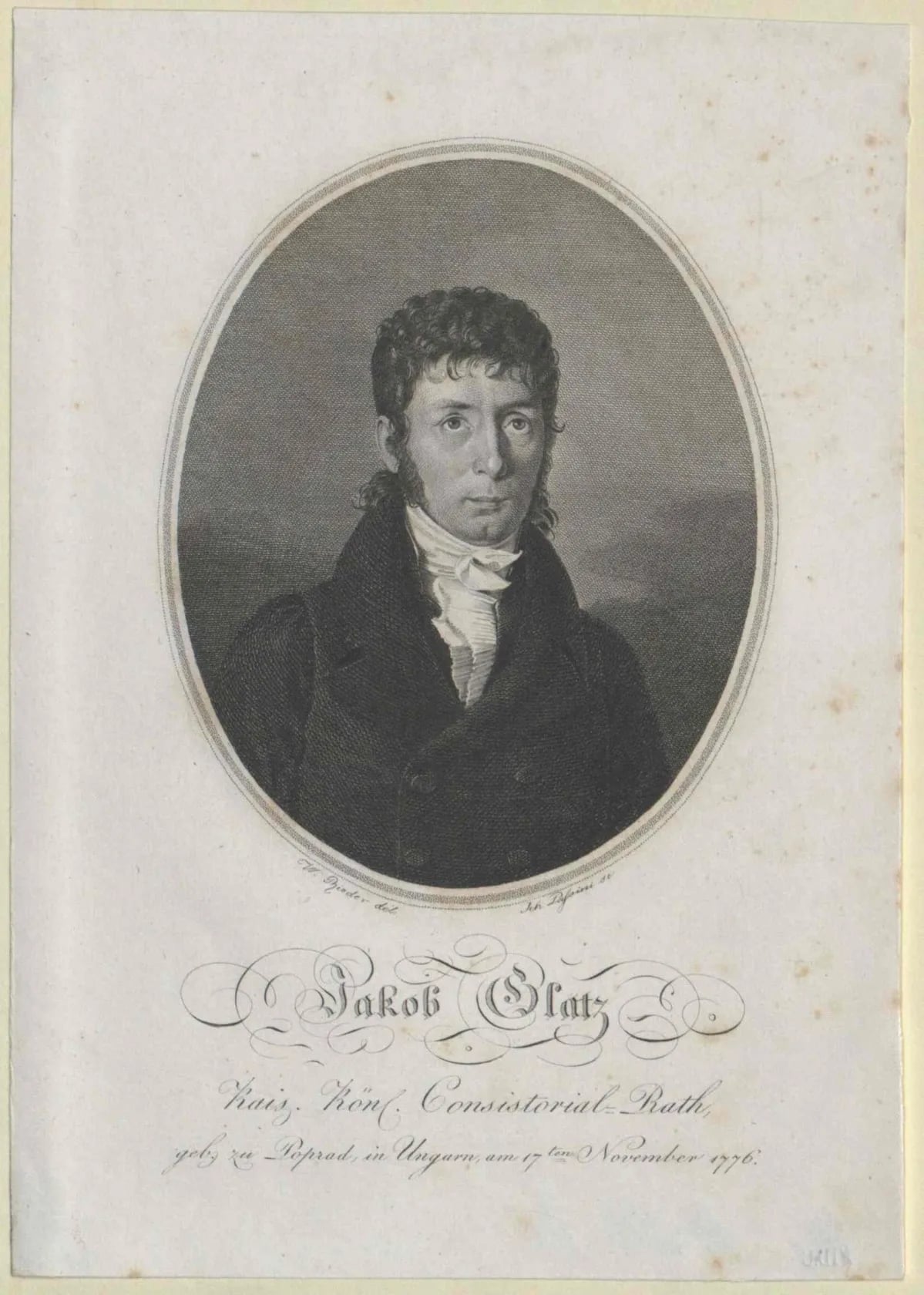 Porträt von Jakob Glatz (1776–1831) – Gedenkseite
