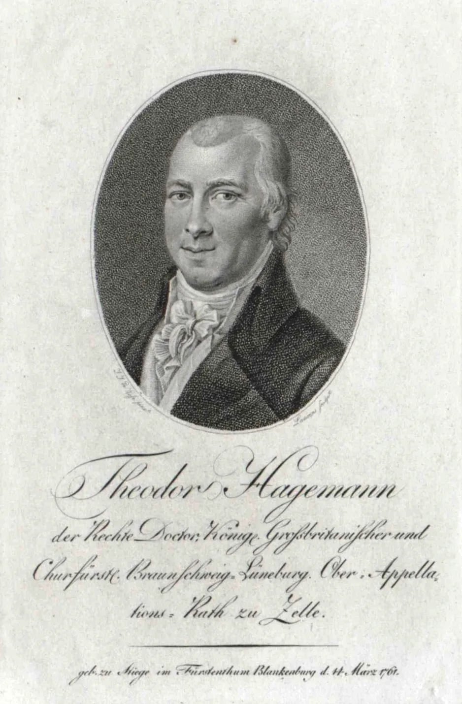 Porträt von Theodor Hagemann (1761–1827) – Gedenkseite