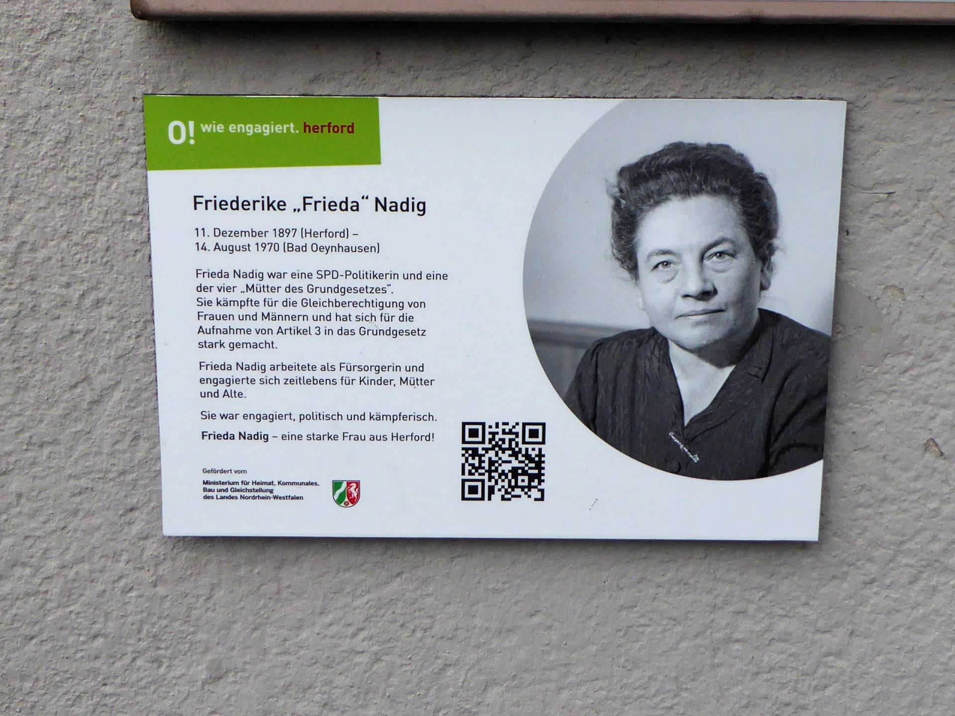 Portrait of Friederike Nadig (1897–1970) – memorial page