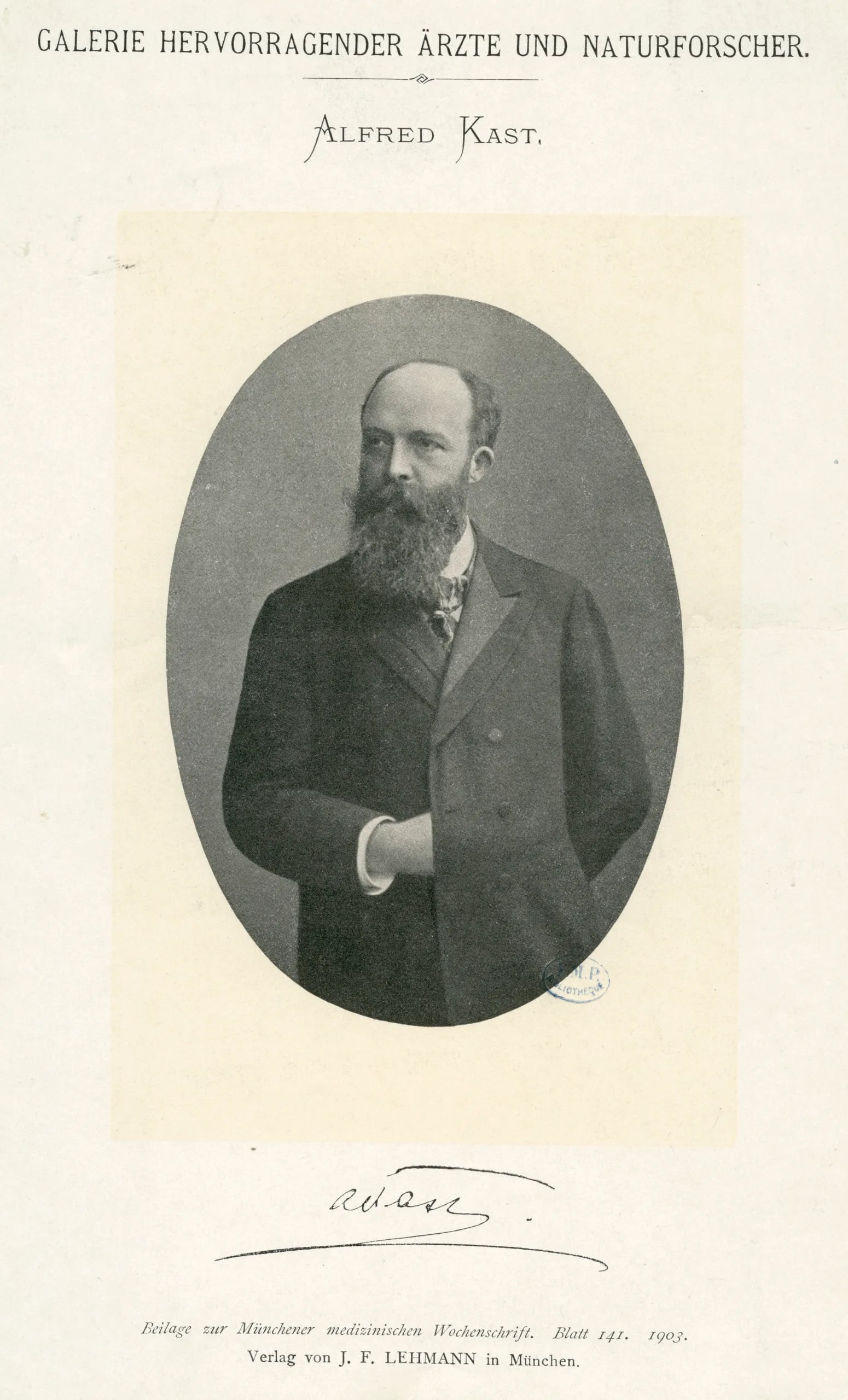 Porträt von Alfred Kast (1856–1903) – Gedenkseite