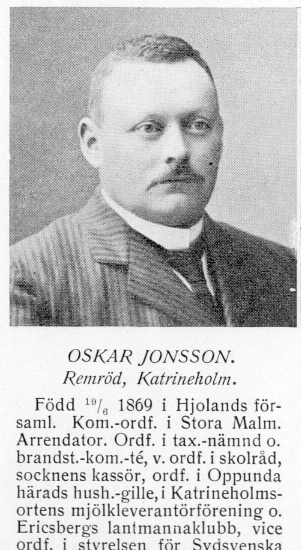 Porträt von Oskar Jonsson (1869–1926) – Gedenkseite