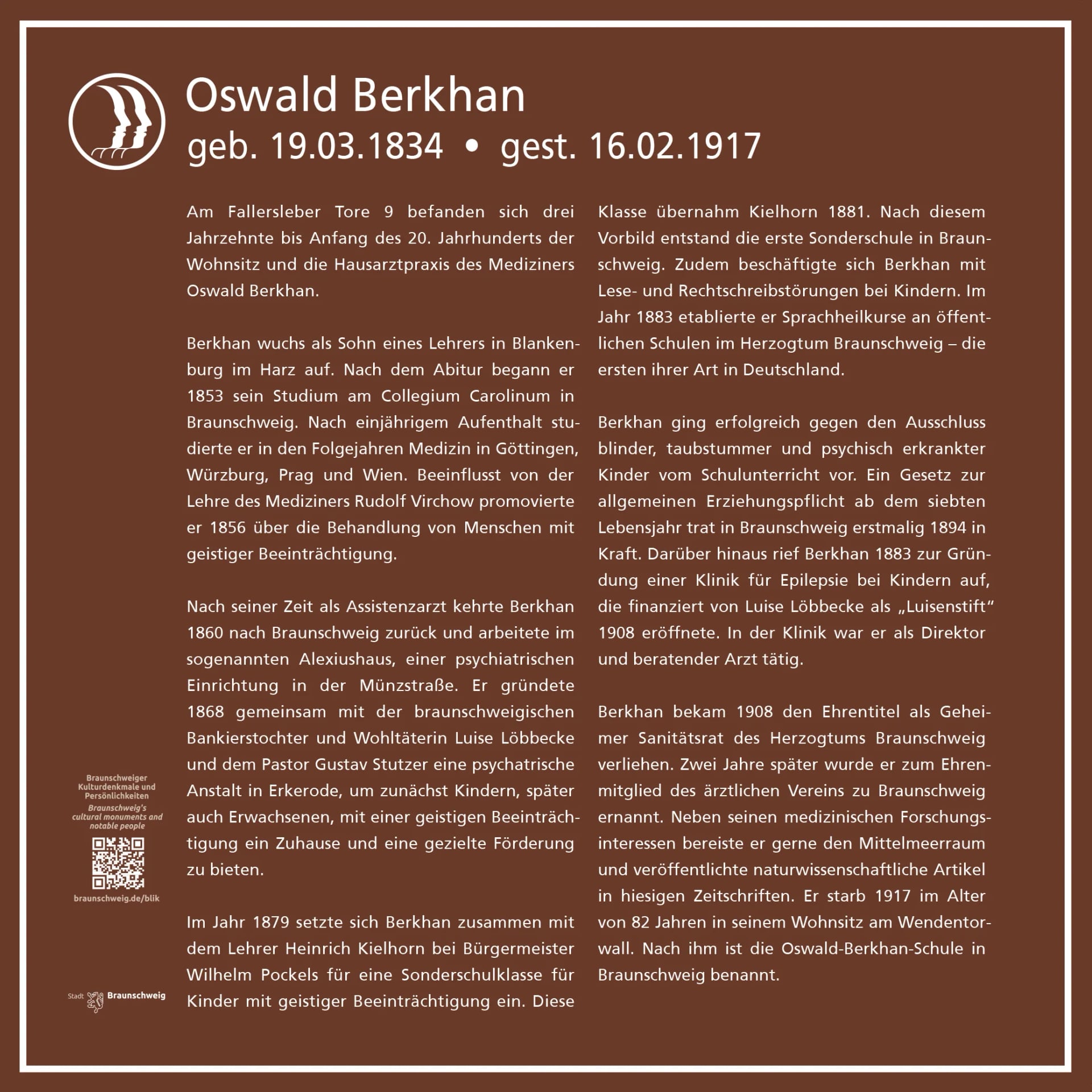 Portrait of Oswald Berkhan (1834–1917) – memorial page