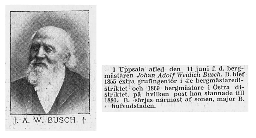 Porträt von Jacob Adolf Wedich Busch (1812–1901) – Gedenkseite