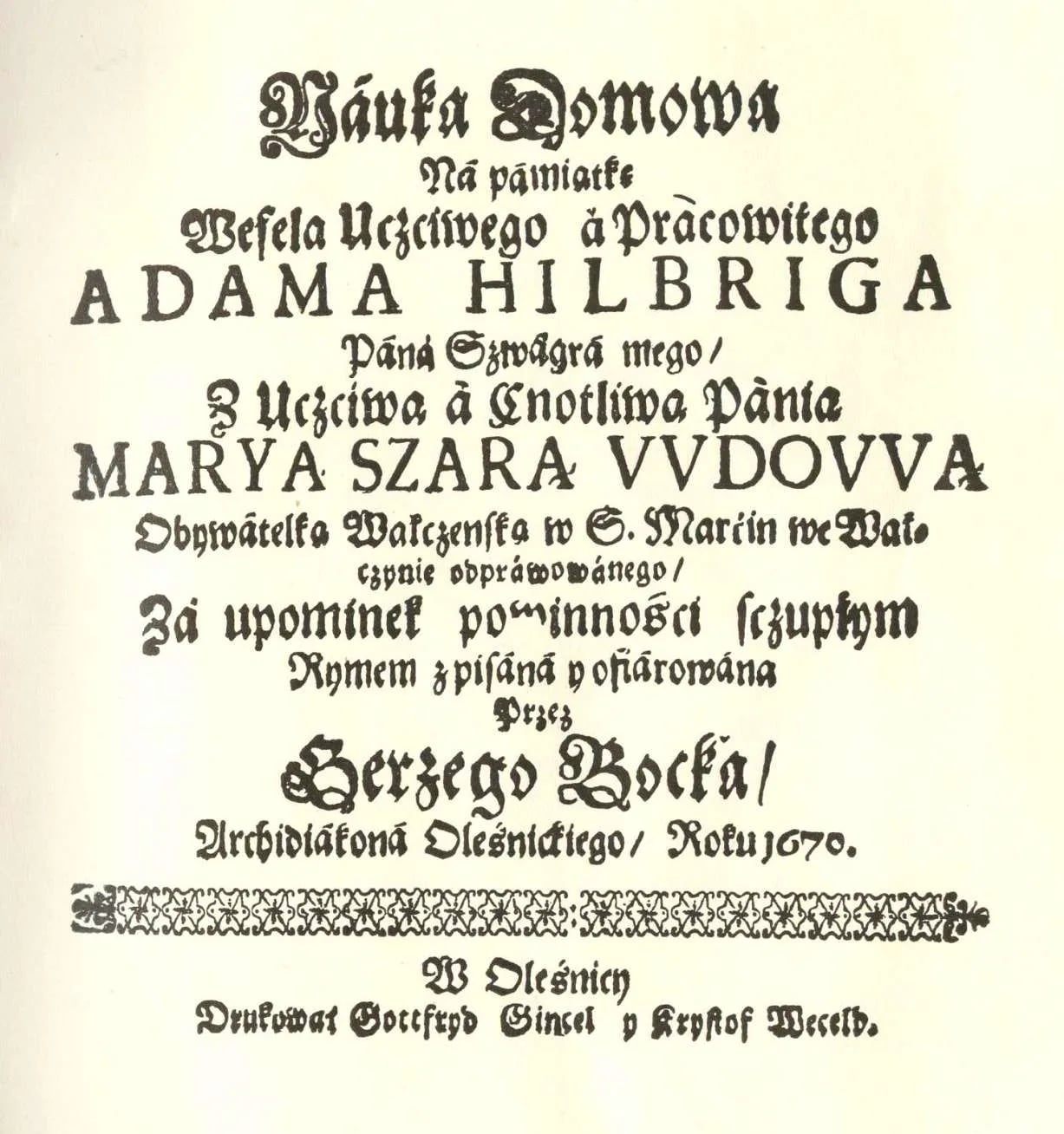 Porträt von Jerzy Bock (1621–1690) – Gedenkseite