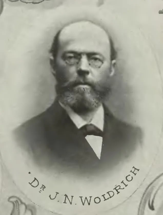 Porträt von Jan Nepomuk Woldřich (1834–1906) – Gedenkseite