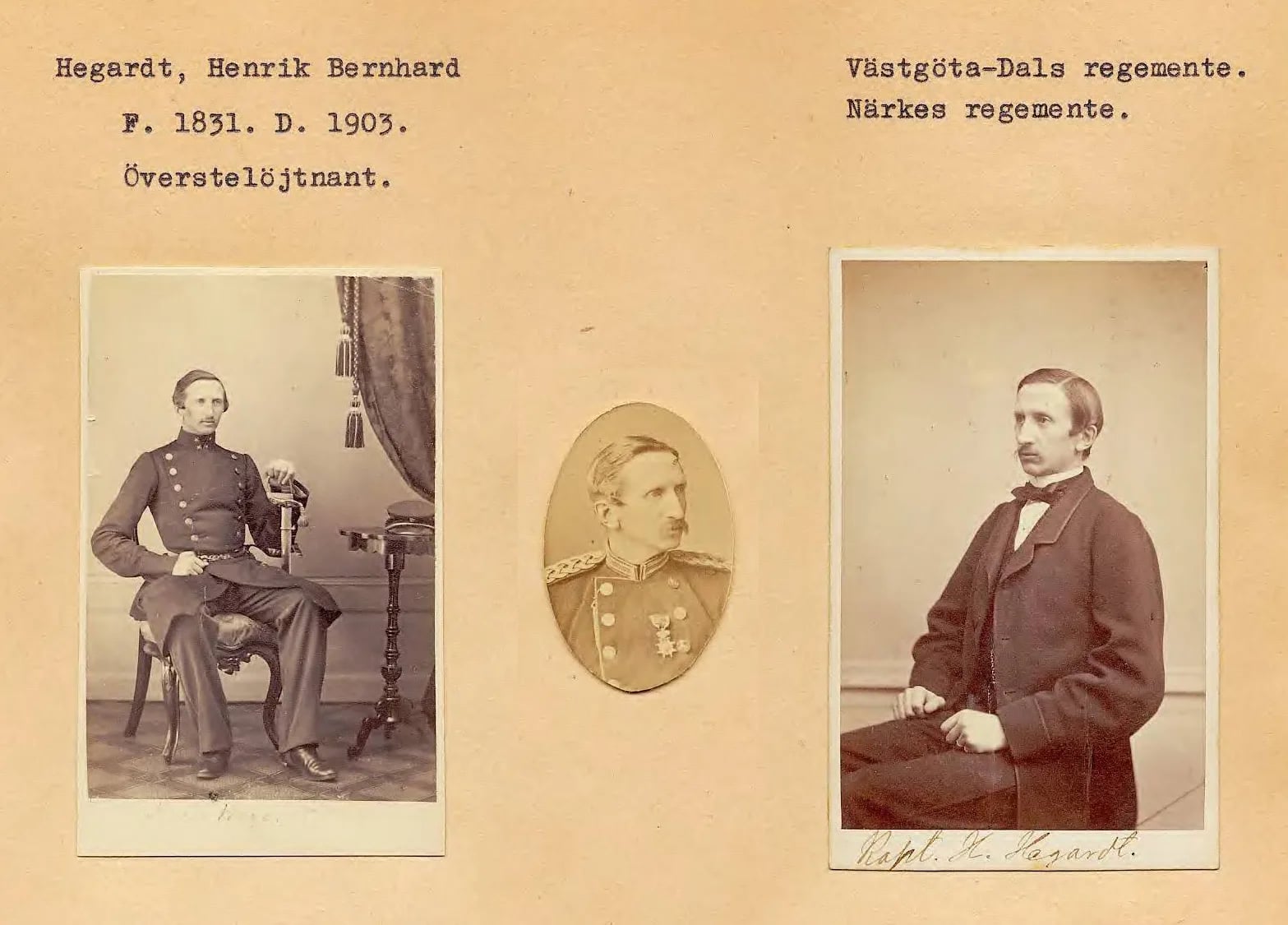 Porträt von Henrik Bernhard Hegardt (1831–1903) – Gedenkseite