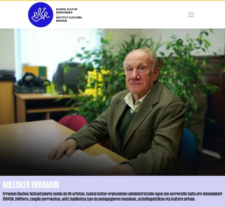 Porträt von Erramun Baxok (1928–2024) – Gedenkseite