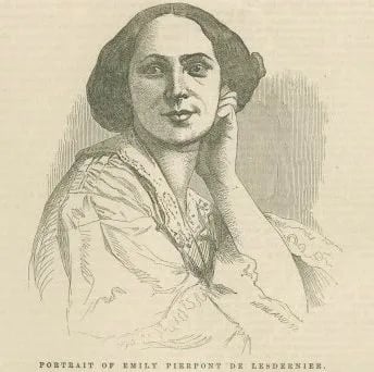 Portrait of Emily Pierpont de Lesdernier (1819–1875) – memorial page