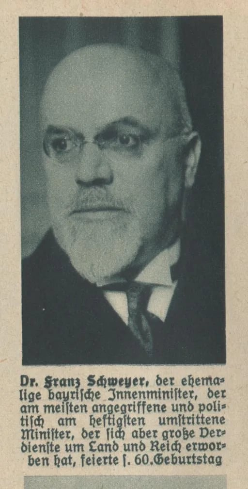 Porträt von Franz Xaver Schweyer (1868–1935) – Gedenkseite