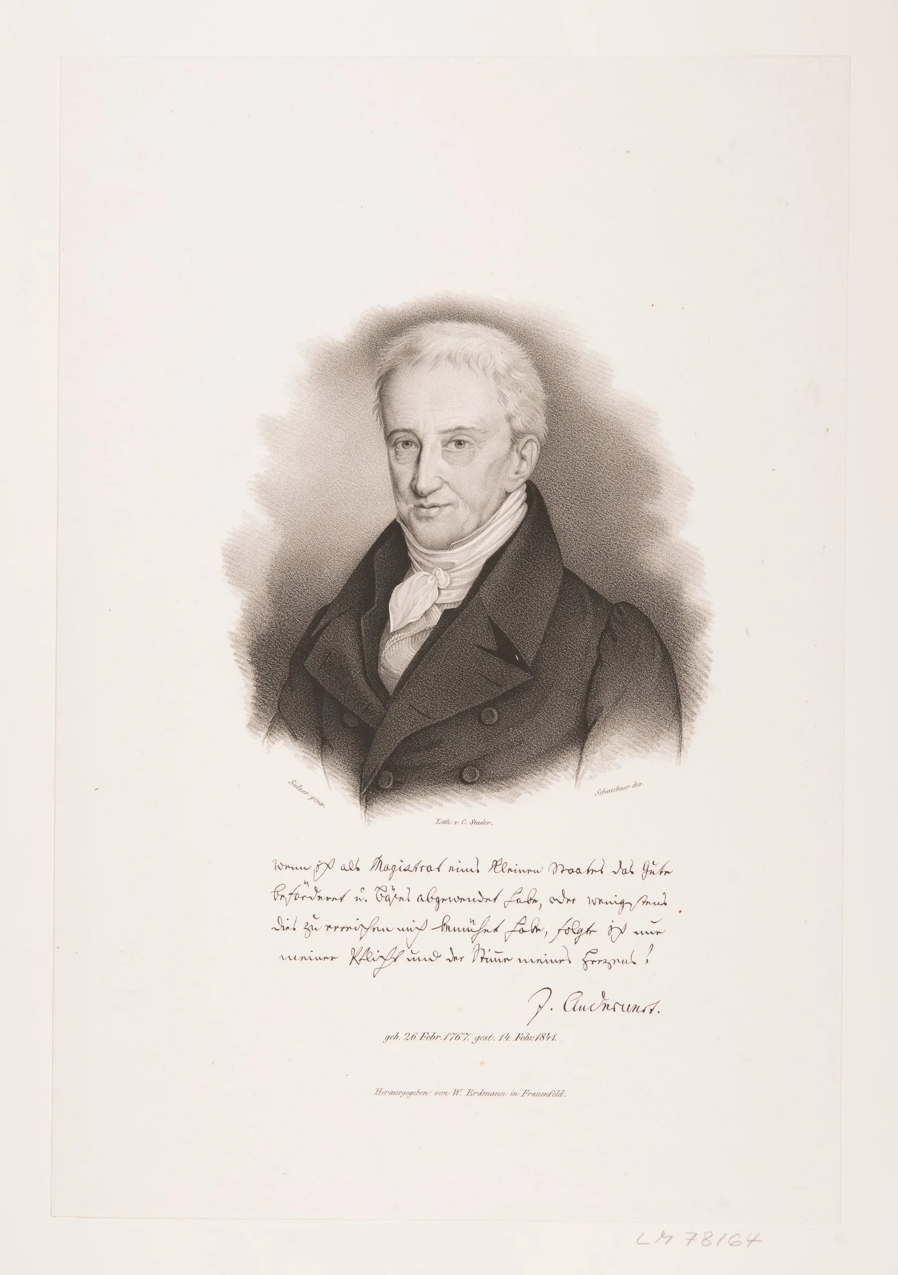 Porträt von Joseph Anderwert (1767–1841) – Gedenkseite
