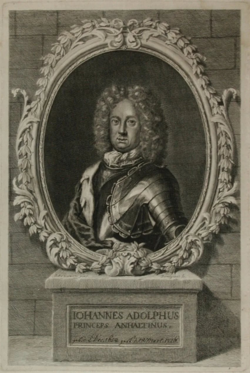 Porträt von Johann Adolf von Anhalt-Zerbst (1654–1726) – Gedenkseite