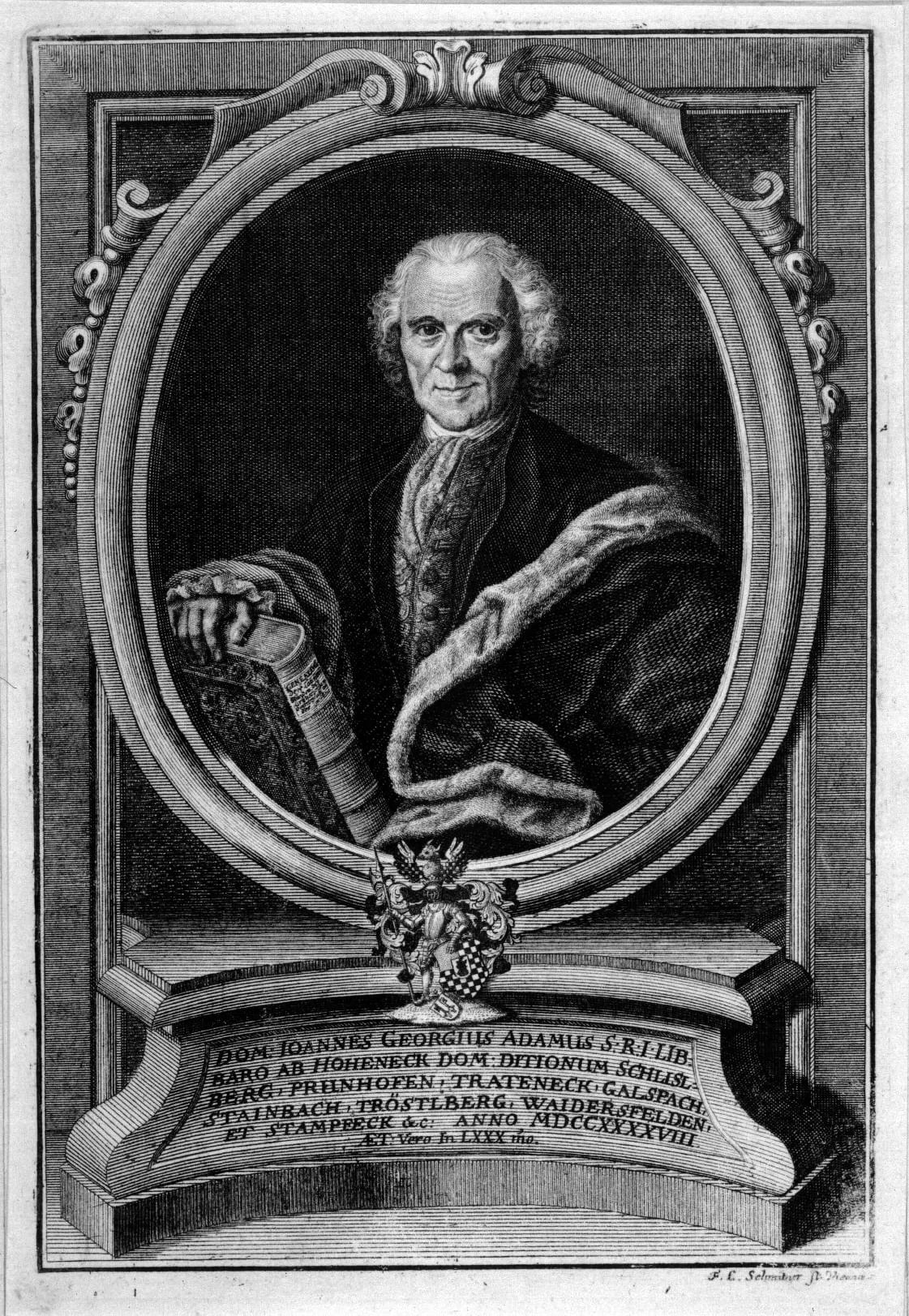 Porträt von Johann Georg Adam von Hoheneck (1669–1754) – Gedenkseite