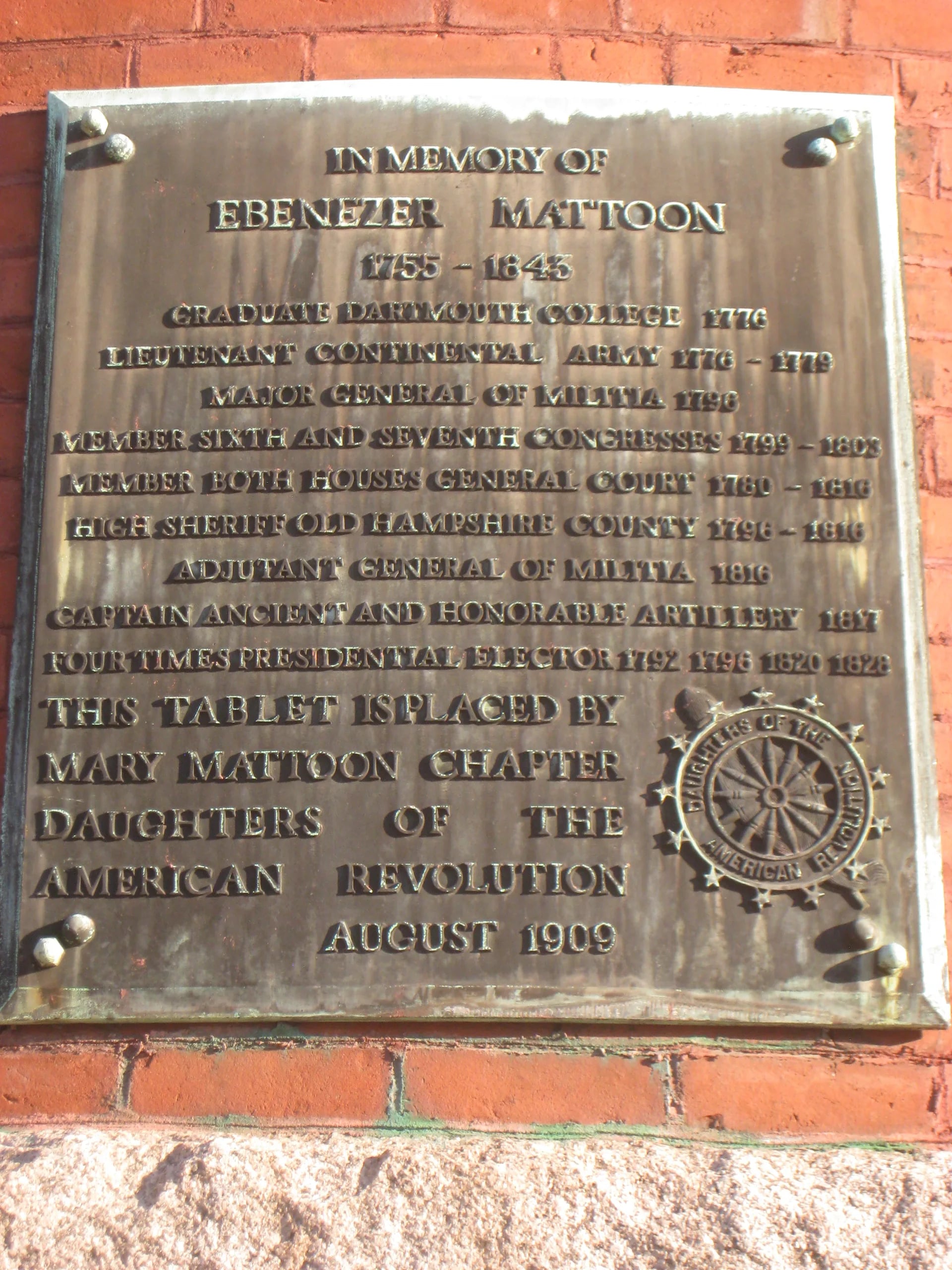 Portrait of Ebenezer Mattoon (1755–1843) – memorial page