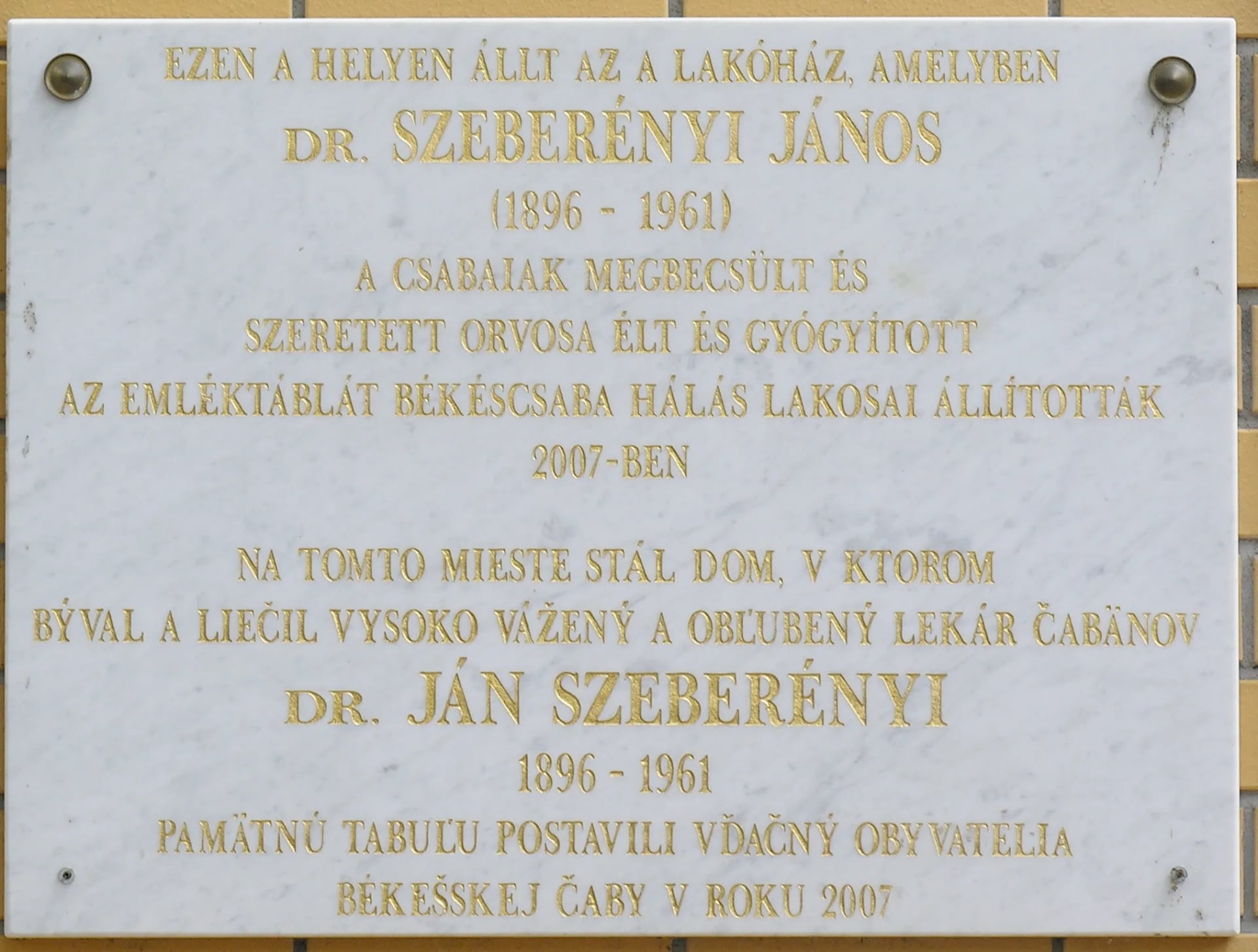 Portrait of János Szeberényi (1896–1961) – memorial page