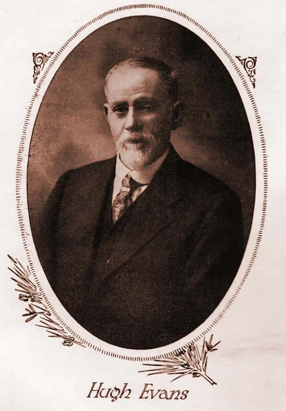 Porträt von Hugh Evans (1854–1934) – Gedenkseite