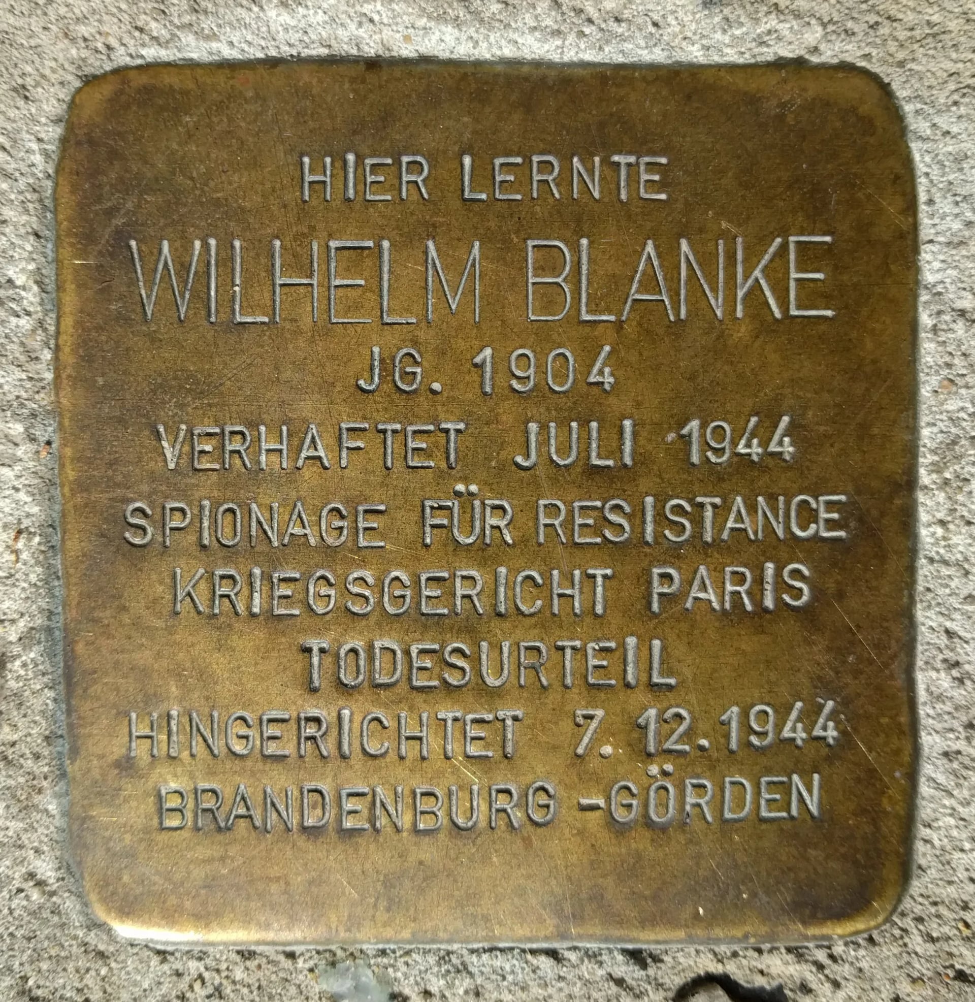 Portrait of Wilhelm Blanke (1904–1944) – memorial page