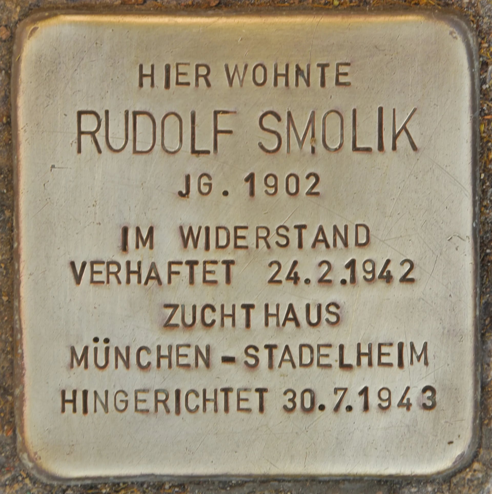 Porträt von Rudolf Smolik (1902–1943) – Gedenkseite