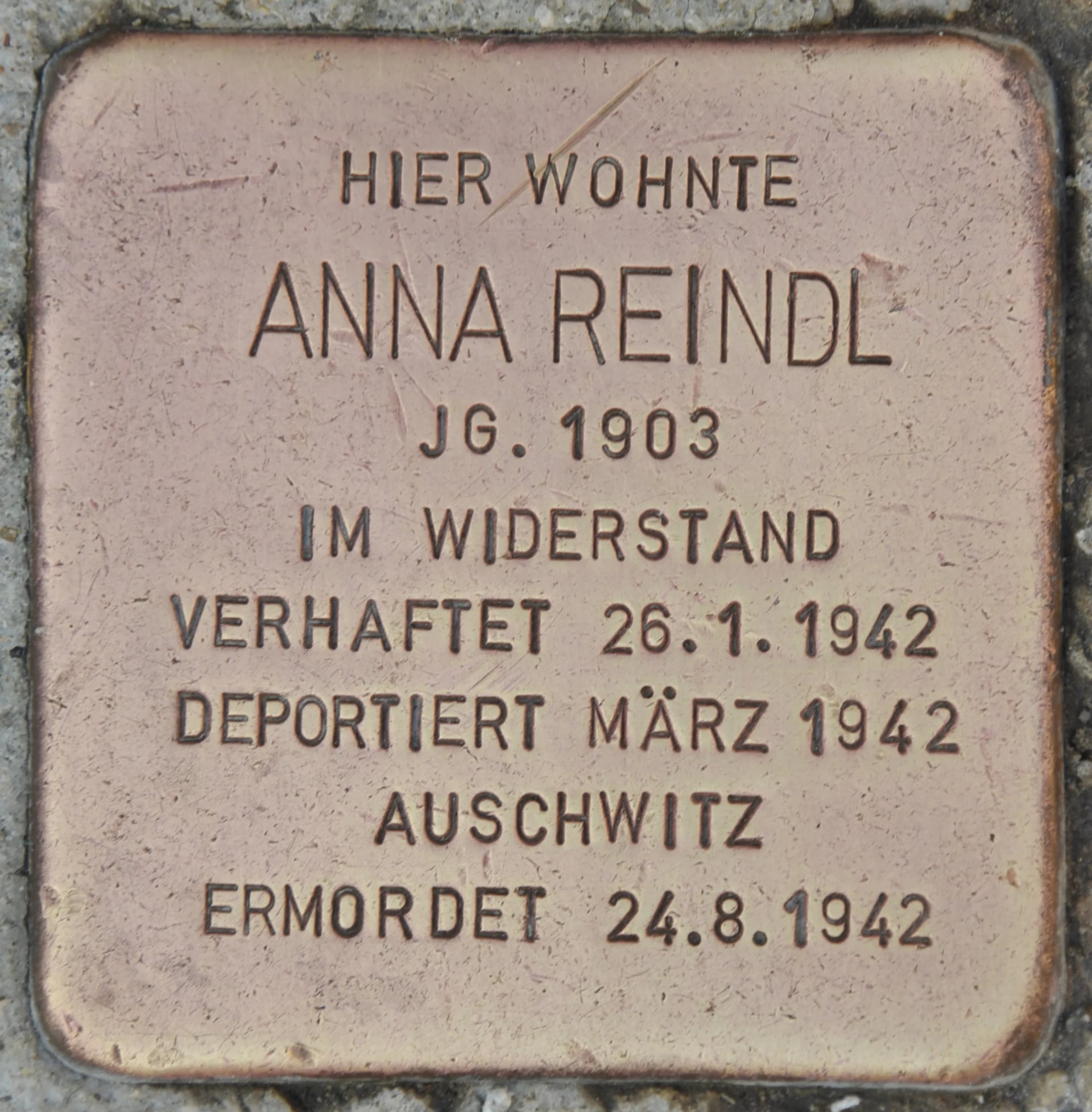 Porträt von Anna Reindl (1903–1942) – Gedenkseite