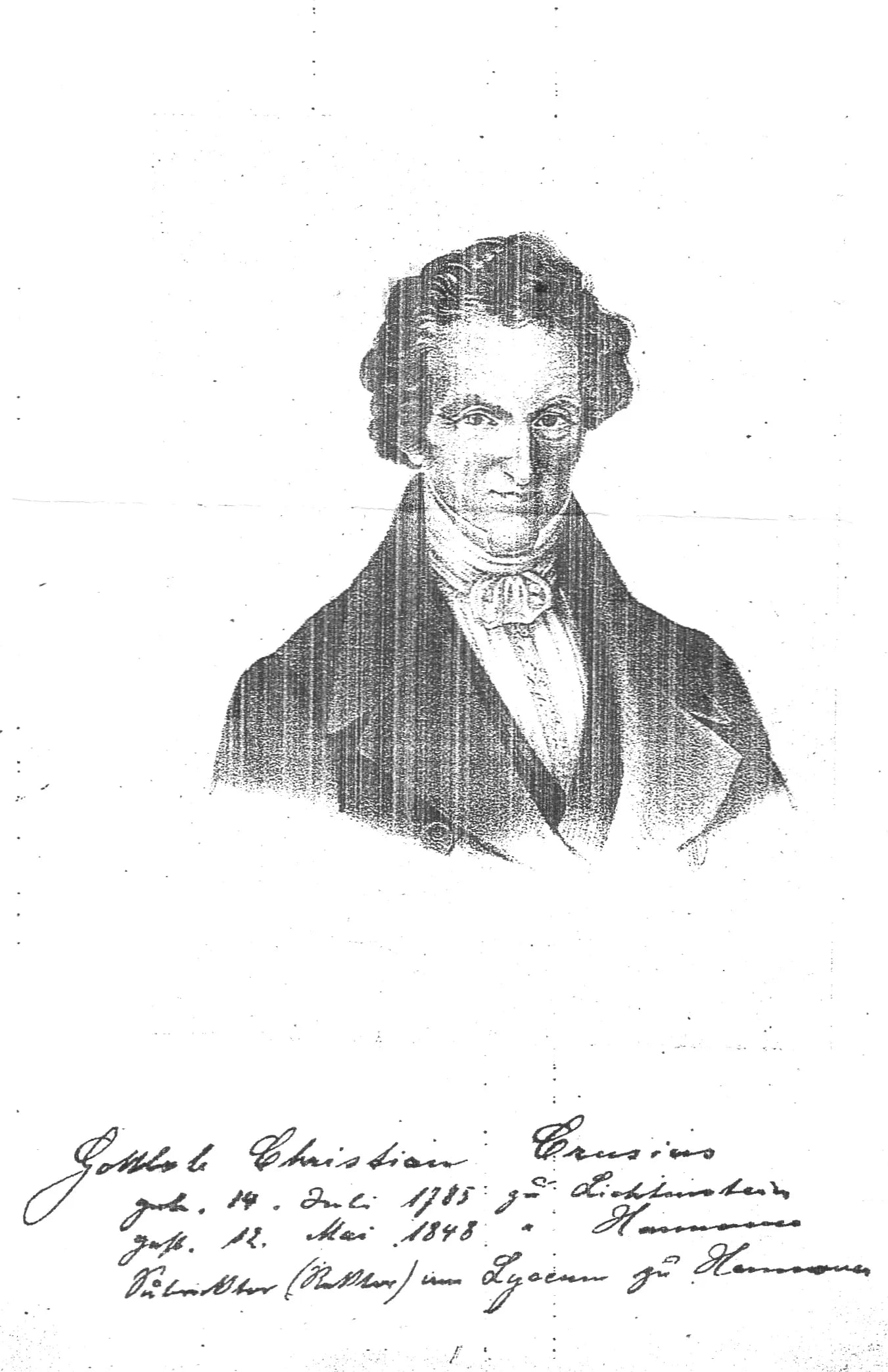 Portrait of Gottlob Christian Crusius (1785–1848) – memorial page
