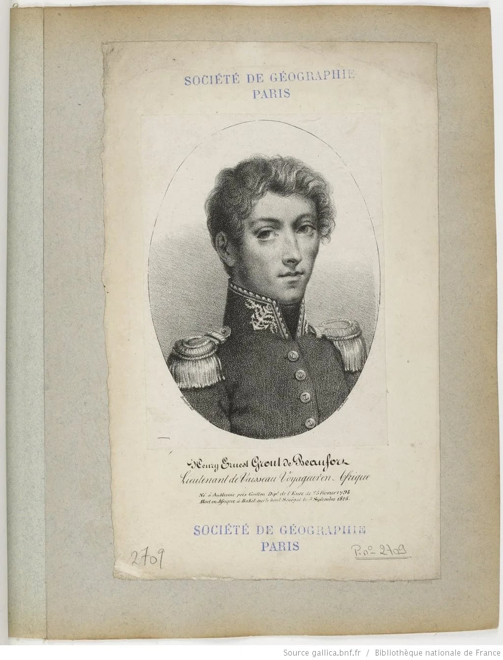 Portrait of Henri Grout de Beaufort (1798–1825) – memorial page