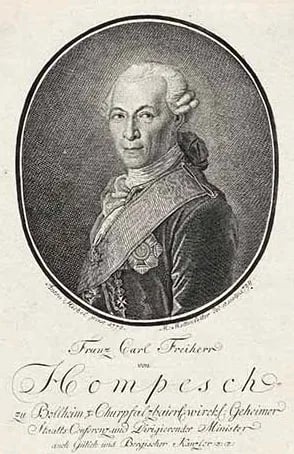 Porträt von Franz Karl Joseph Anton von Hompesch zu Bolheim (1735–1800) – Gedenkseite