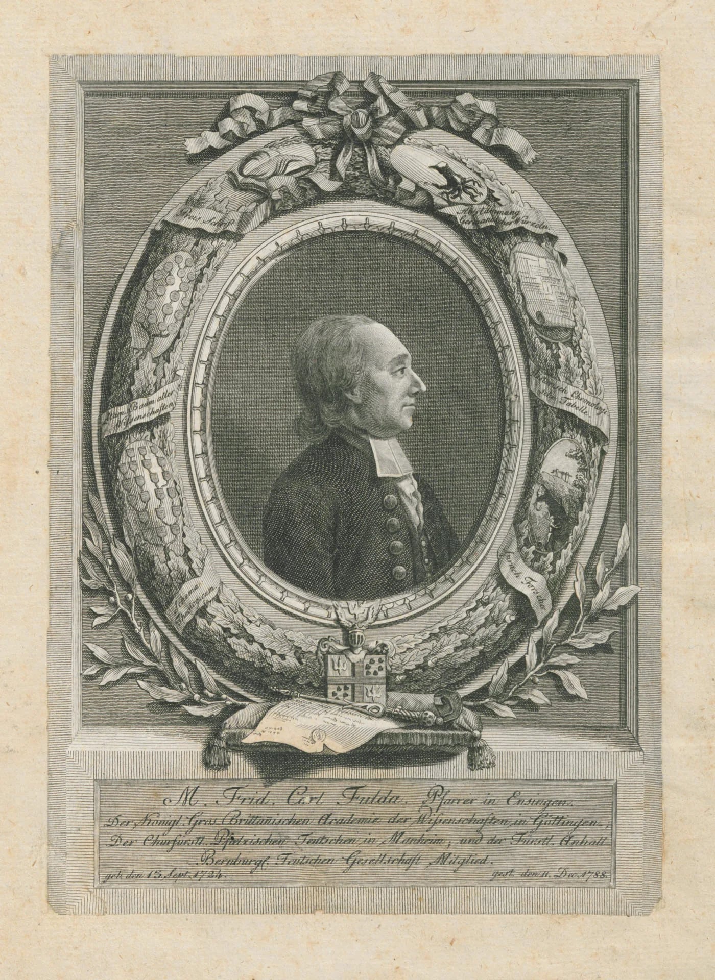 Porträt von Friedrich Carl Fulda (1724–1788) – Gedenkseite