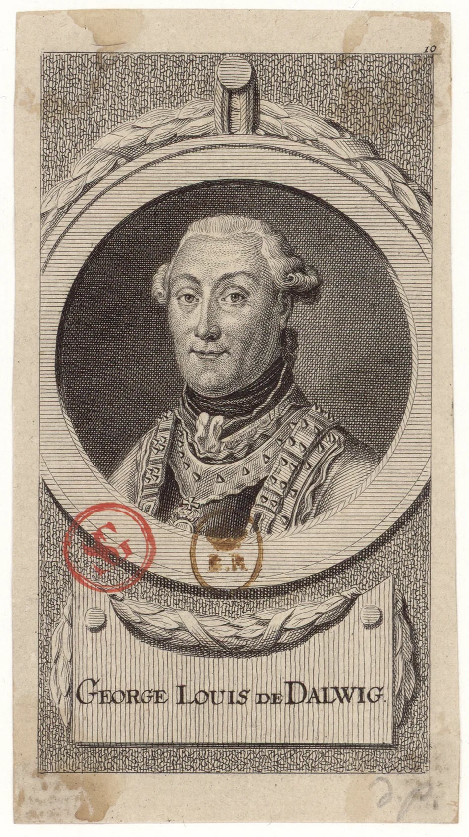 Porträt von Georg Ludwig von Dalwig (1725–1796) – Gedenkseite
