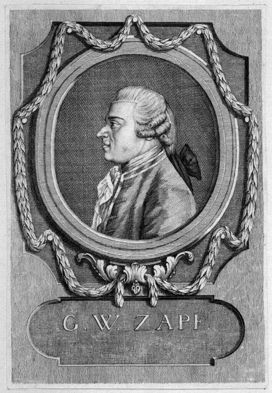 Porträt von Georg Wilhelm Zapf (1747–1810) – Gedenkseite