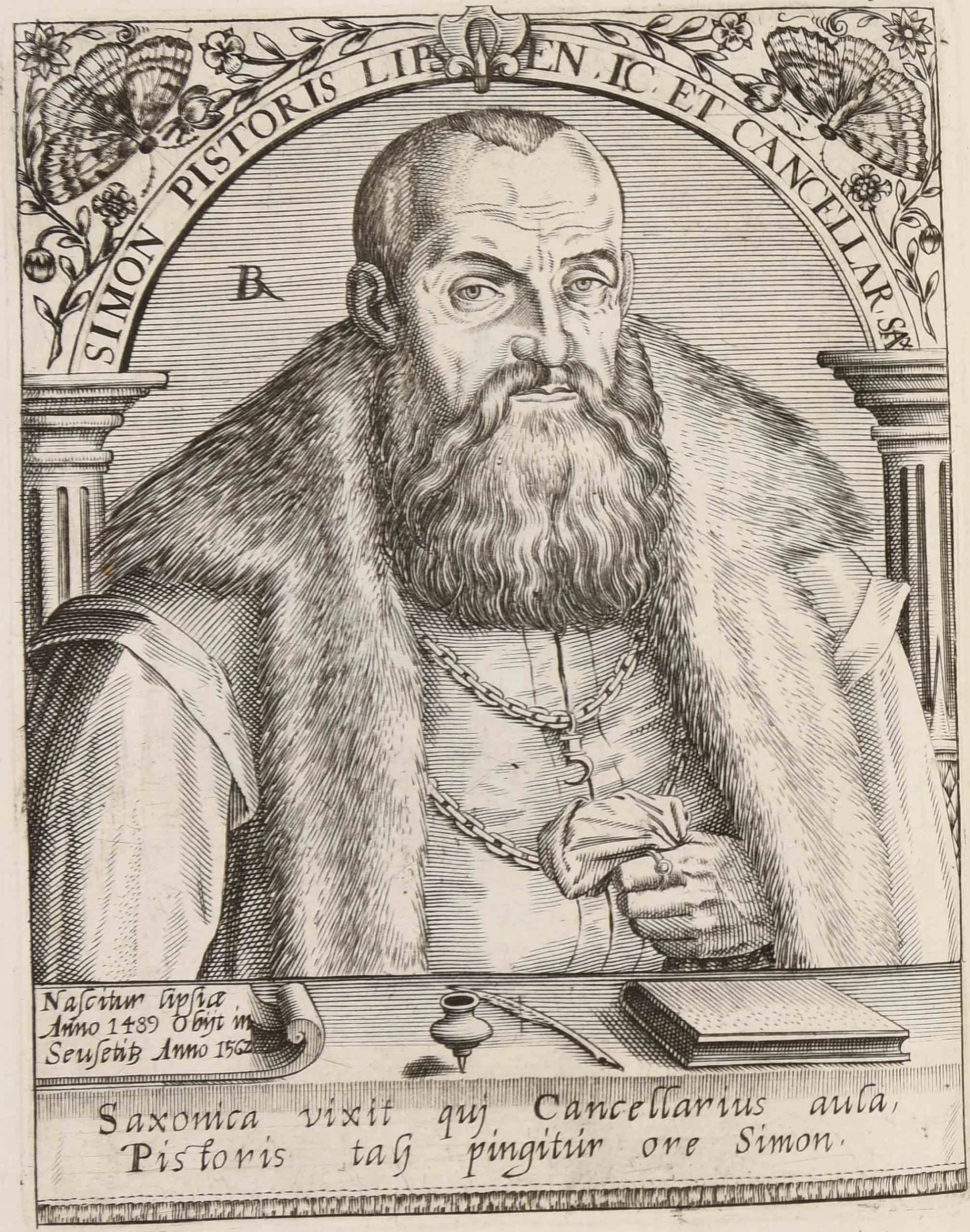 Porträt von Simon Pistoris der Jüngere (1489–1562) – Gedenkseite