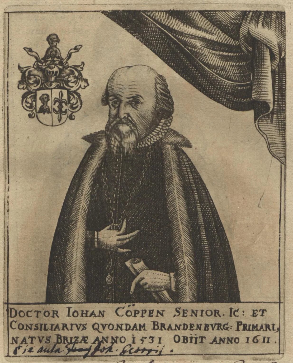 Porträt von Johann von Köppen (1531–1611) – Gedenkseite