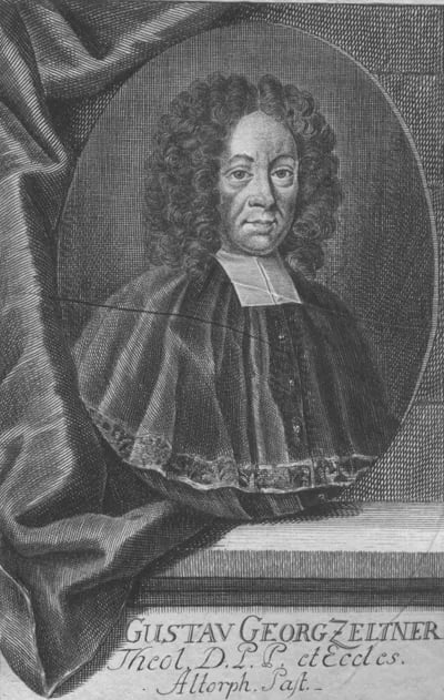 Porträt von Gustav Georg Zeltner (1672–1738) – Gedenkseite
