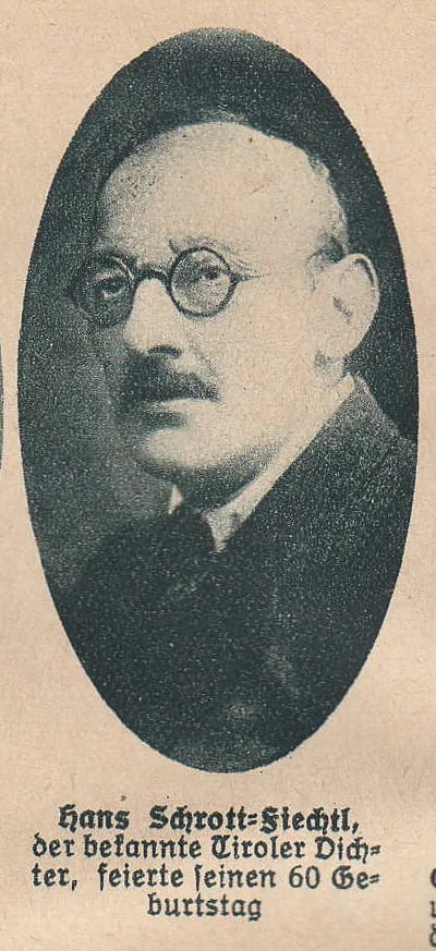 Porträt von Hans Schrott-Fiechtl (1867–1938) – Gedenkseite