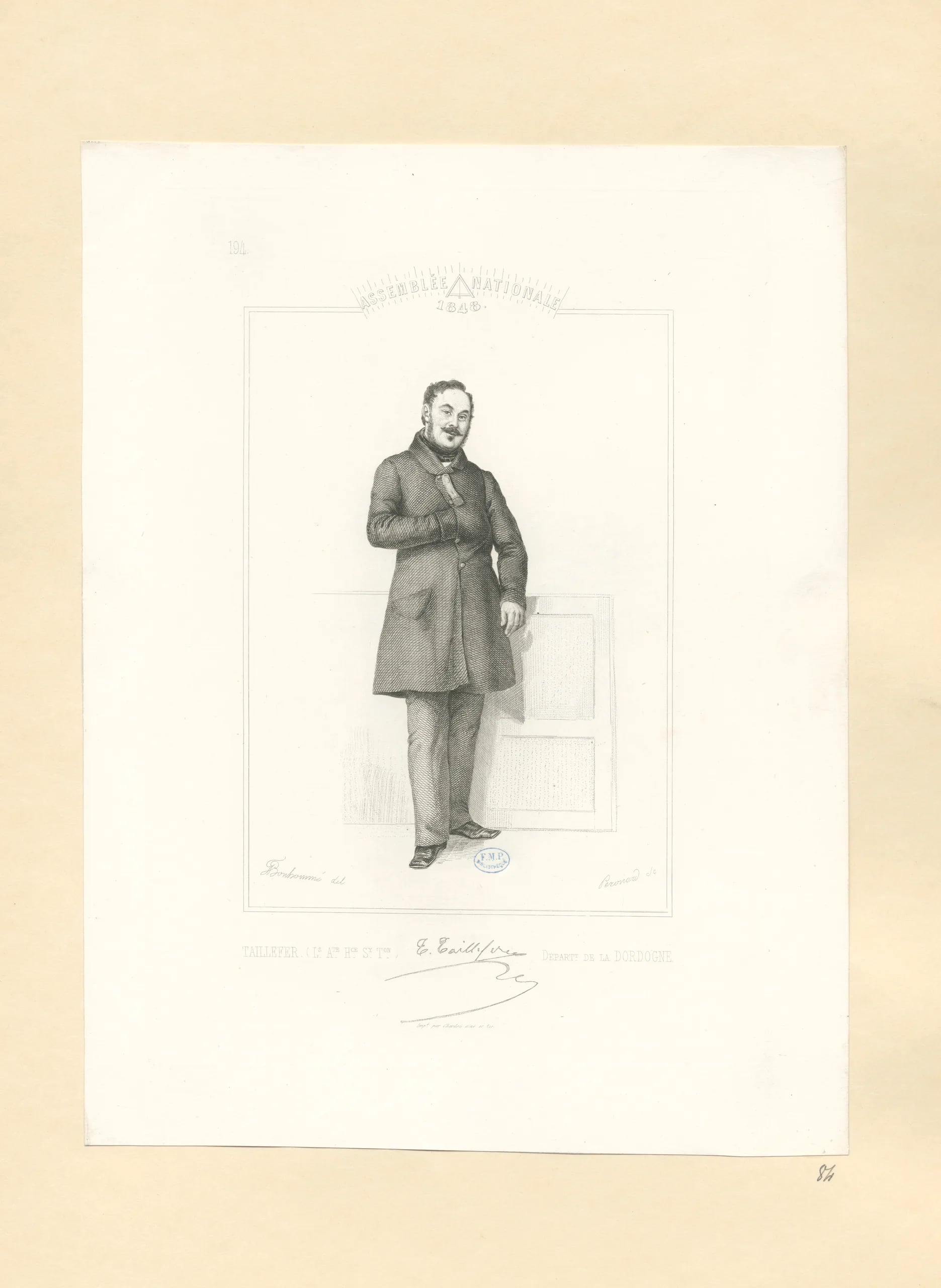 Porträt von Timoléon Auguste Sydney Taillefer (1802–1868) – Gedenkseite