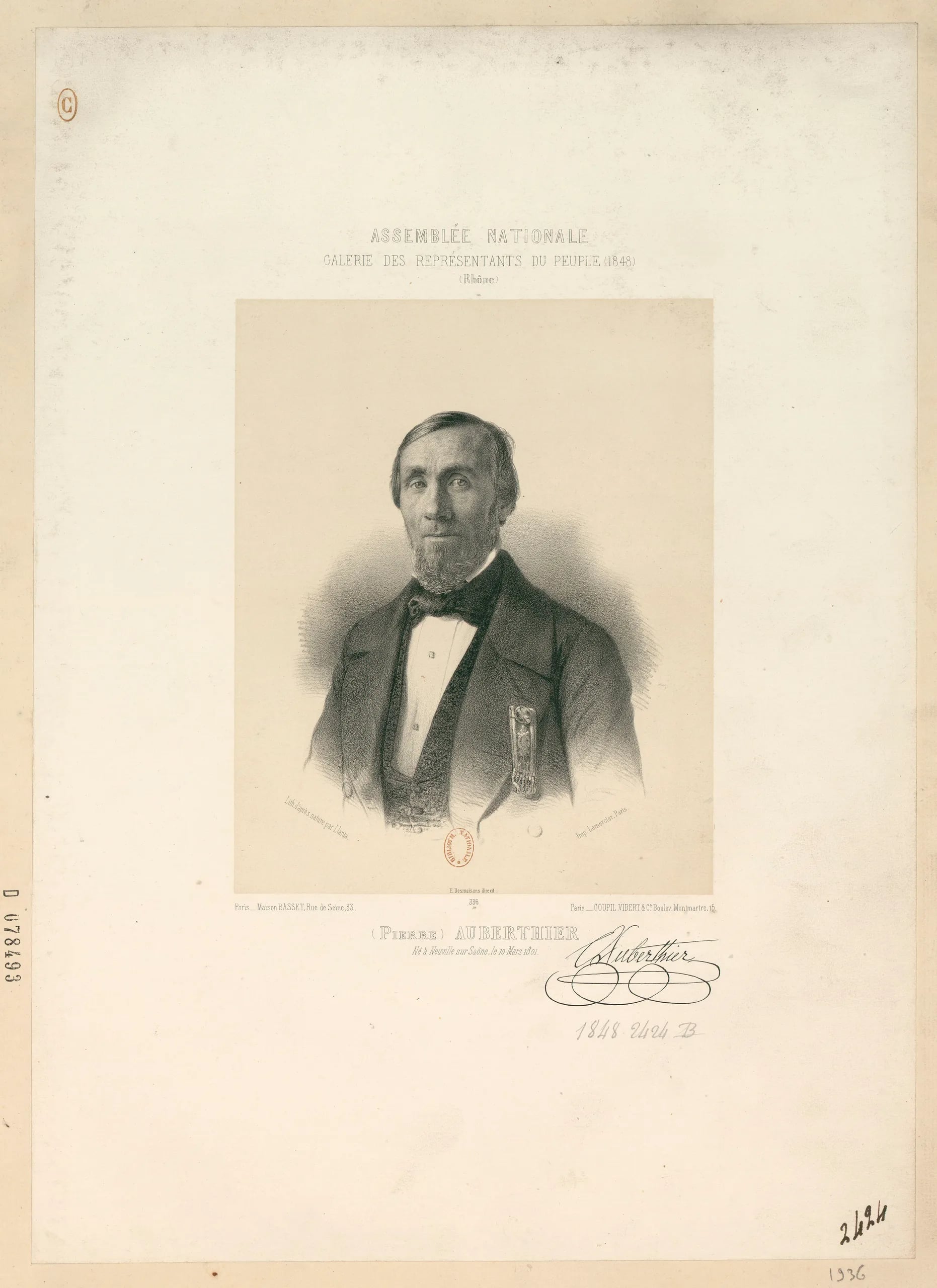 Porträt von Pierre Auberthier (1801–1870) – Gedenkseite